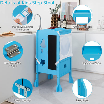 Height Adjustable Toddler Kitchen Helper with Blackboard