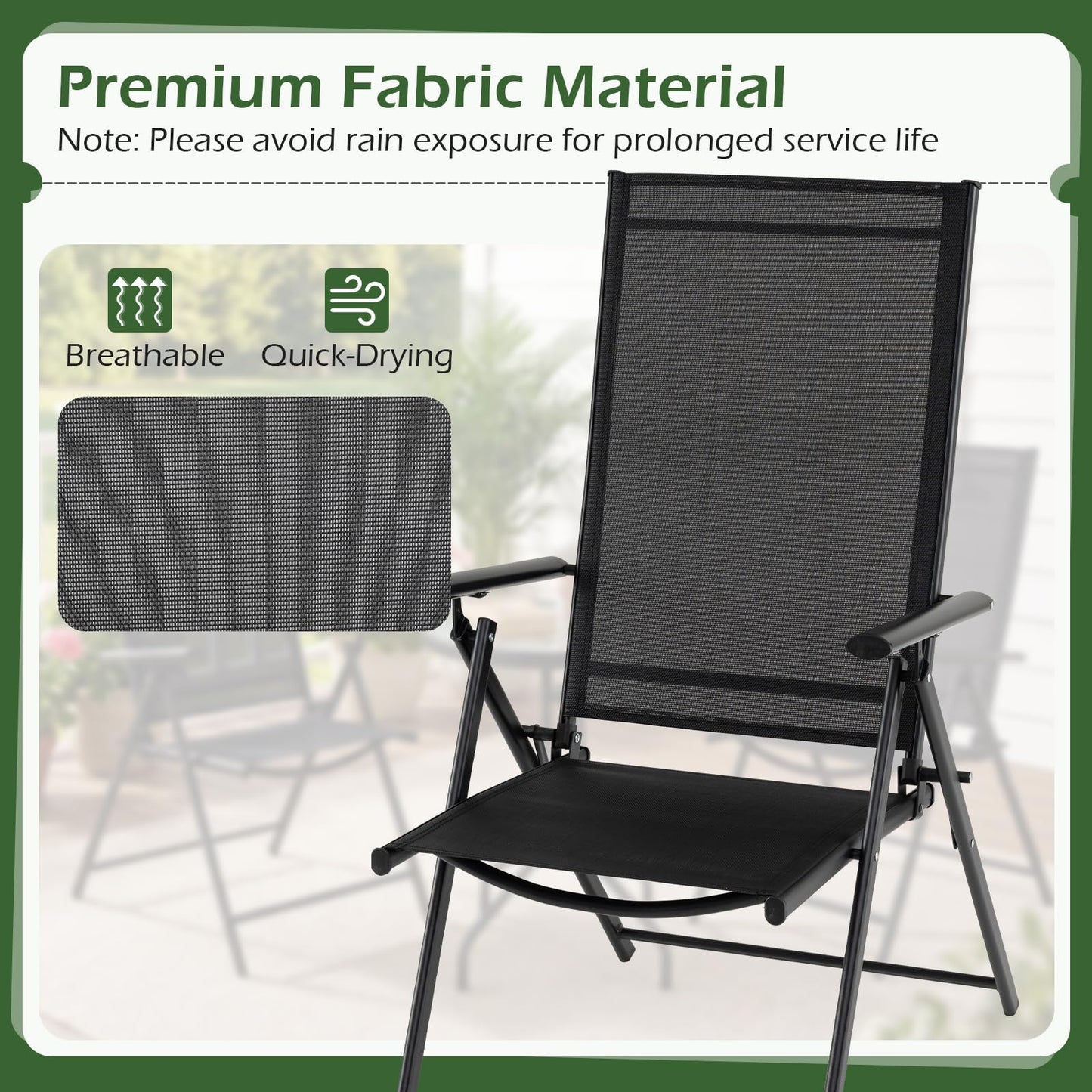 3 Piece Patio Bistro Set with Tempered Glass Coffee Table and Heavy Duty Metal Frame