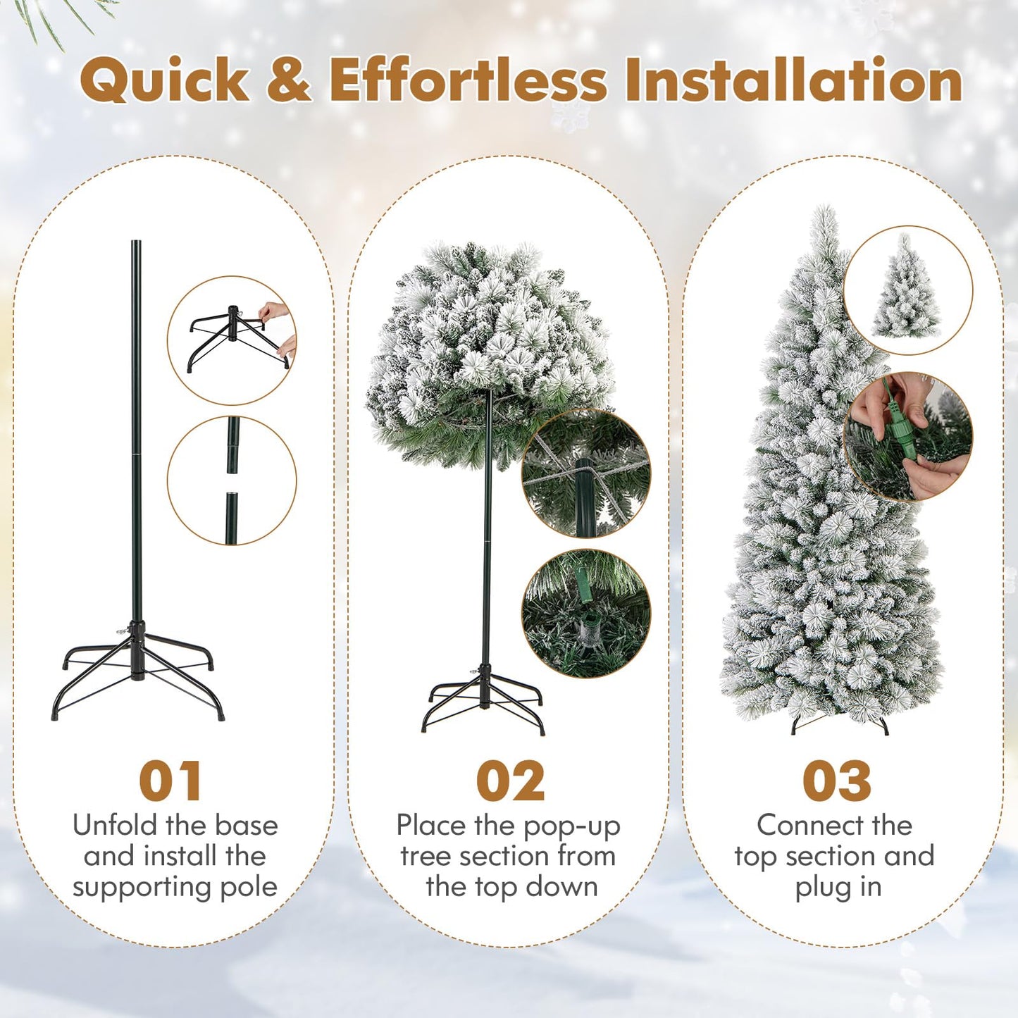 Pop up Artificial Christmas Tree with PVC Tips and Pine Needles