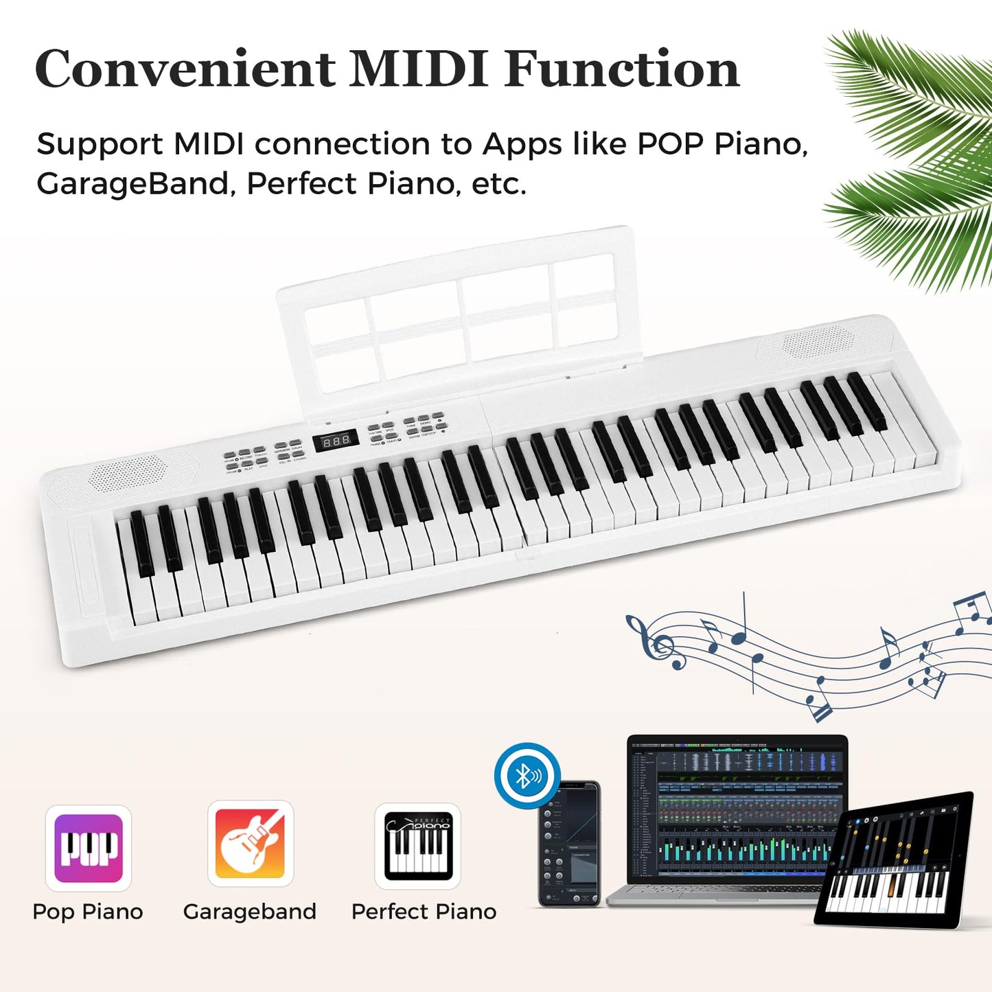 61 Key Folding Digital Piano Keyboard, Portable Full Size Electric Piano