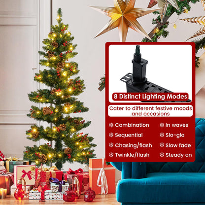 150 CM Pre-Lit Artificial Christmas Tree Spiral Holiday Tree with 448 Branch Tips