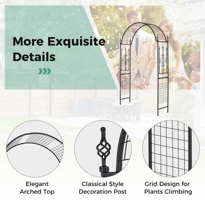 2.3M Metal Garden Arch with 4 Ground Stakes