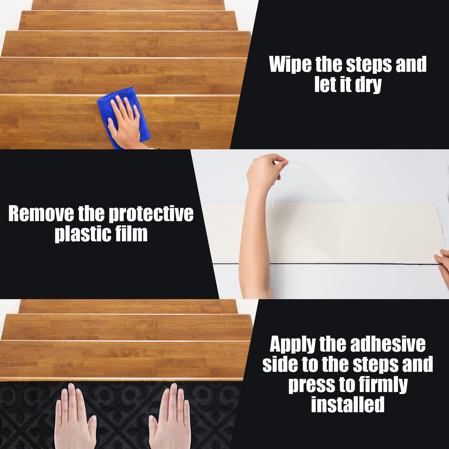 15 Pack Indoor Stair Runners Safety Rug with Reusable Adhesive