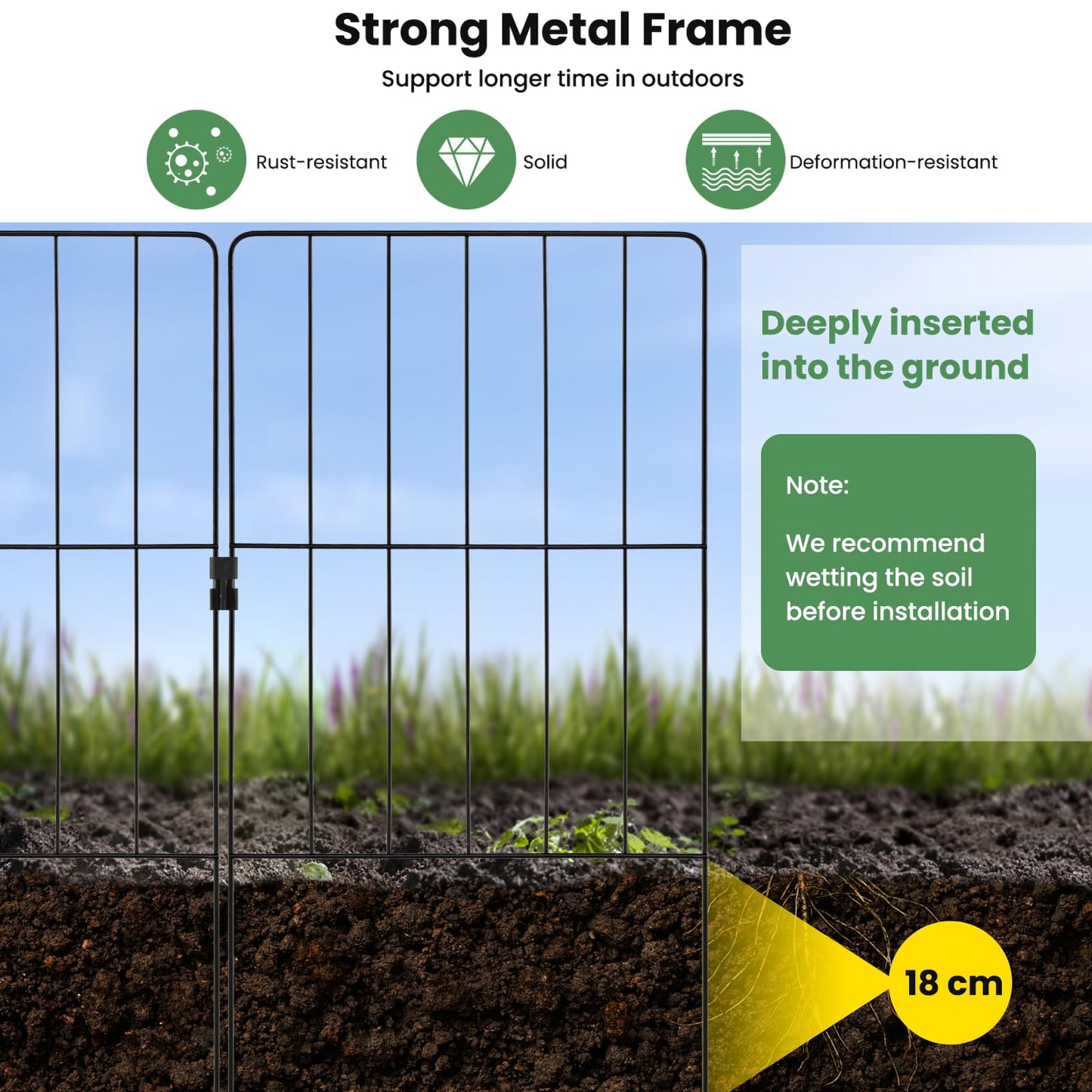 GiantexUK Decorative Garden Fence 51in x 14ft/24in x 13ft Foldable Rustproof Metal Wire Fencing