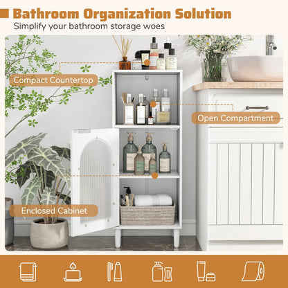 Bathroom Floor Cabinet, Freestanding Storage Cupboard with Tempered Glass Door