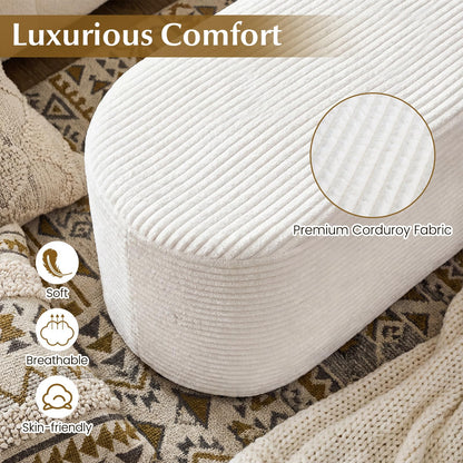 Upholstered Ottoman Bench 120CM Modern End of Bed Stool with Corduroy Fabric