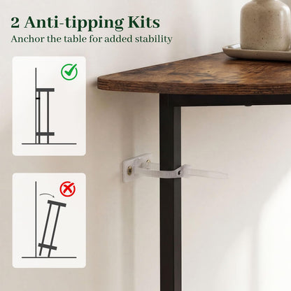2-Tier Industrial Sofa Couch Table with Open Storage Shelf and Heavy-duty Metal Frame