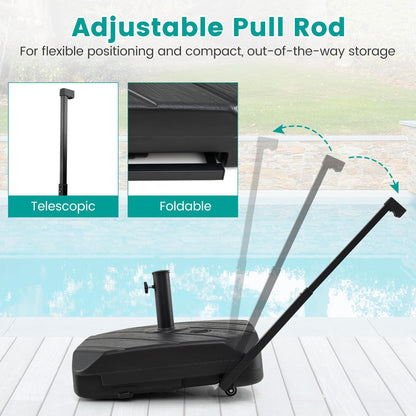 Mobile Parasol Base, 59kg/90kg Water & Sand Fillable Patio Parasol Stand