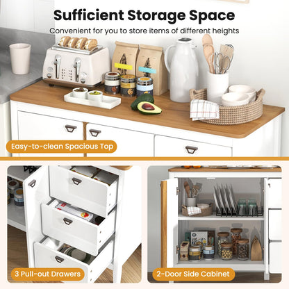 Buffet Cabinet with 2 Door and 3 Pull-out Drawers for Living Room