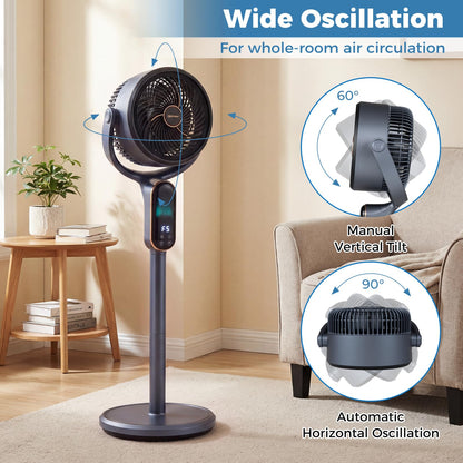 Oscillating Pedestal Fan, Height Adjustable Standing Fan with 8 Speeds