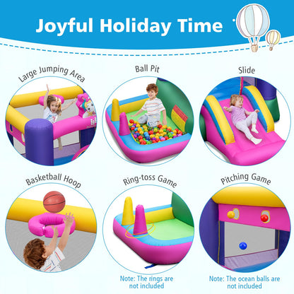 Kids Bouncy Castle, Inflatable Bounce House with Slide, Ball Pit