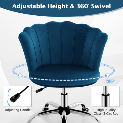 Adjustable Velvet Office Chair with Handle and Universal Wheels