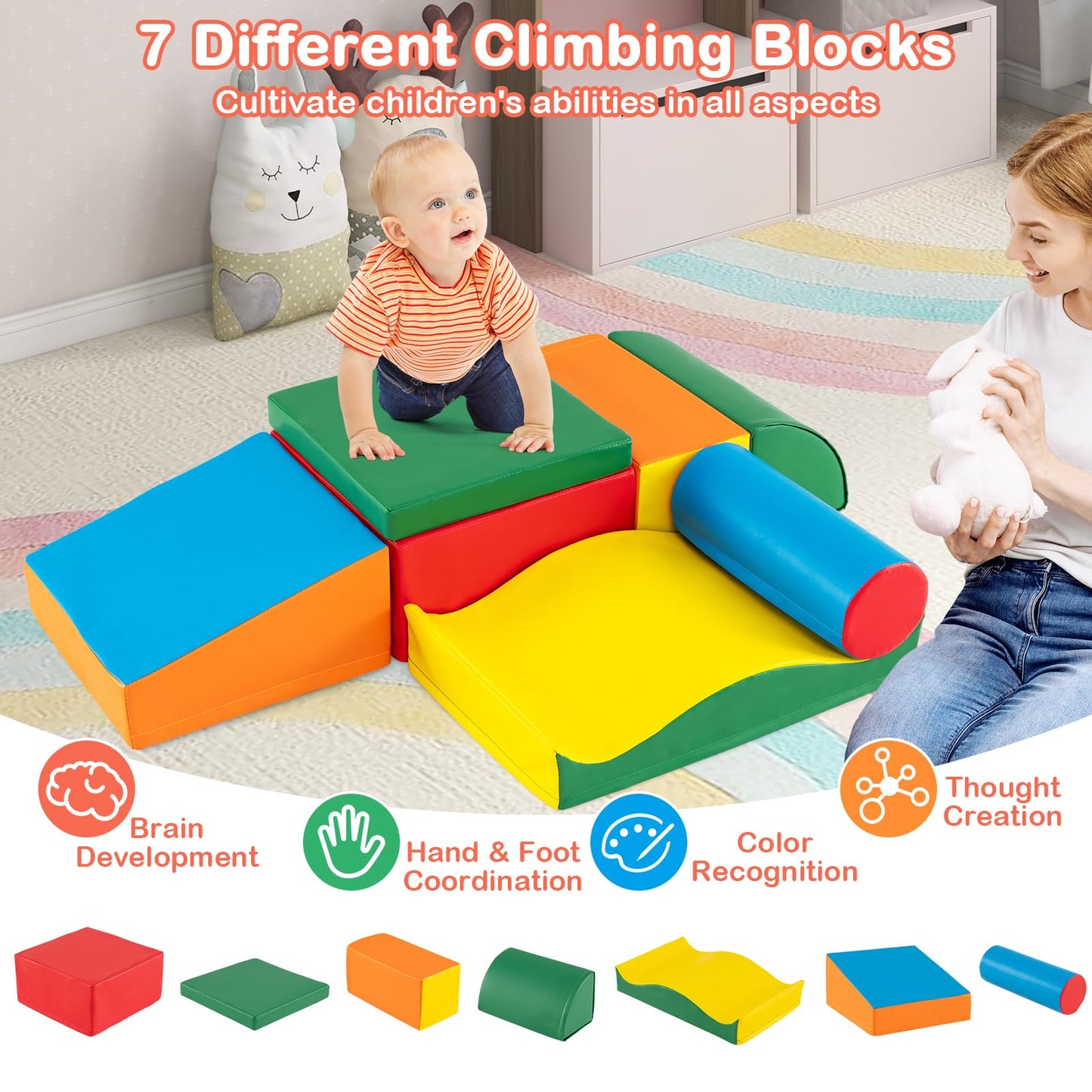 7 Pieces Toddler Climb and Crawl Foam Play Set