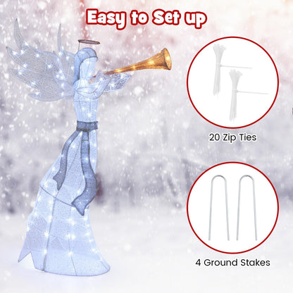 5 Feet Light-up Trumpeting Christmas Angel with LED Lights Halo and Girdle