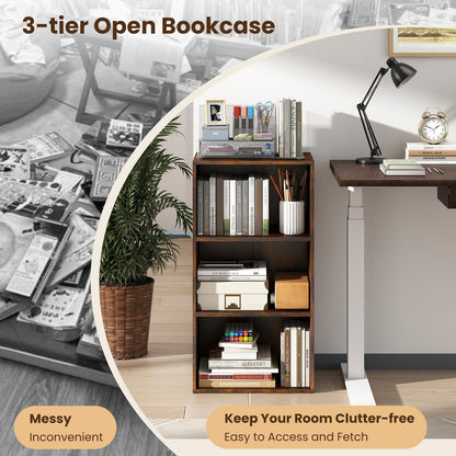 3-Tier Bookcase (42 x 29.5 x 80 cm,White) | Wooden Compact Storage Bookshelf