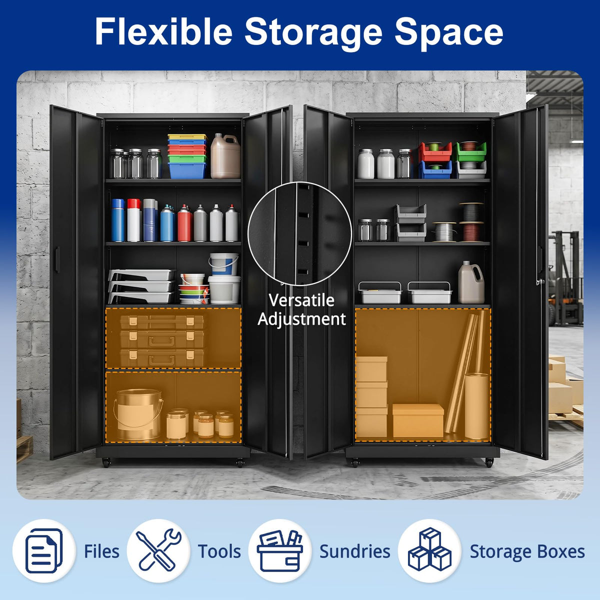 186cm Rolling File Cabinet with Adjustable Shelves and 4 Lockable Wheels for Office