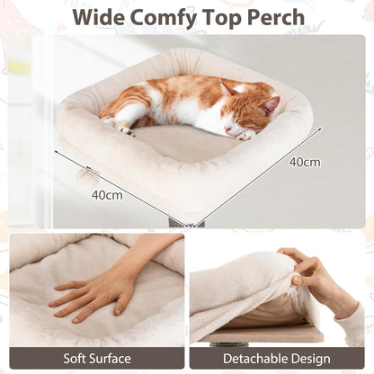 Multi-level Cat Tree for Indoor Cat with Cushion Top Perch