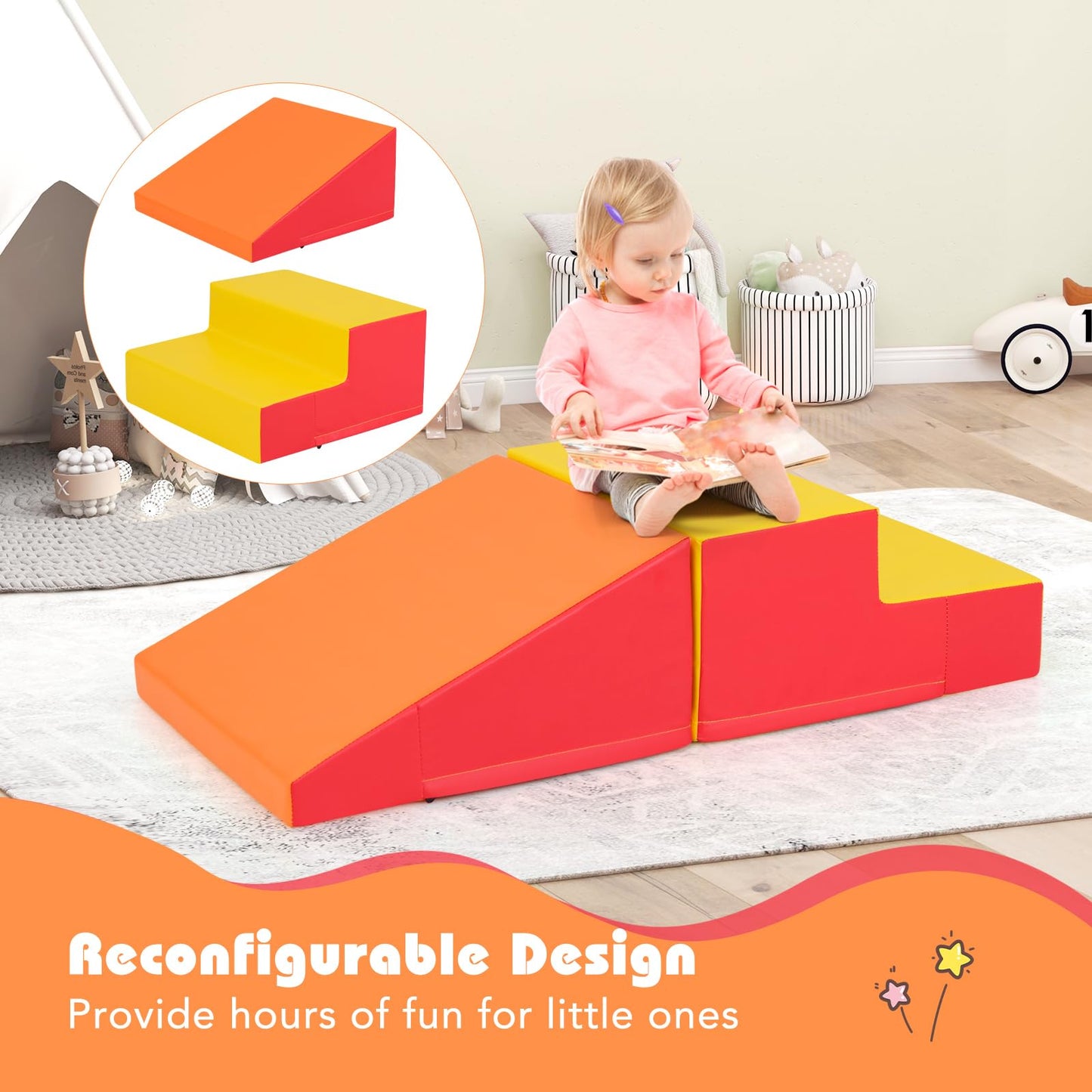 2-Piece Step and Slide Climber for Infants and Toddlers
