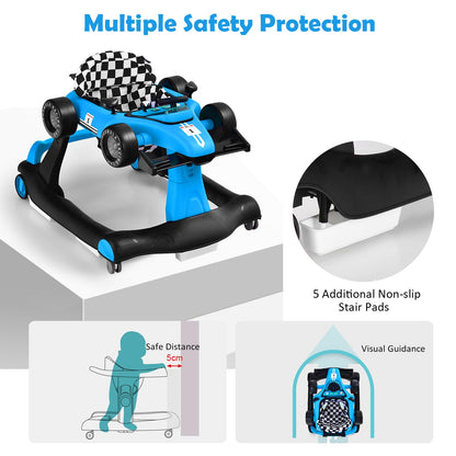 Foldable Push Along Walkers with Adjustable Height & Speed, Music, Lights