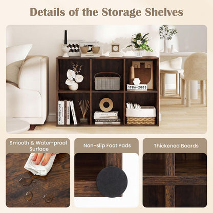 6-Cube Bookcase 3-Tier Storage Organizer with Anti-Tipping Kits for Living Room Study