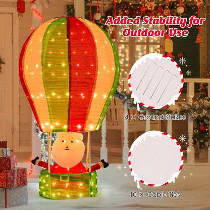 Lighted Santa in Hot Air Balloon with LED Lights and Pop-up Design