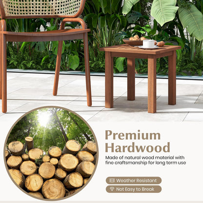 All-Weather Hardwood Small Coffee Table with Slatted Top