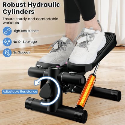 Mini Stepper for Workout Portable Hydraulic Stepper with Resistance Bands