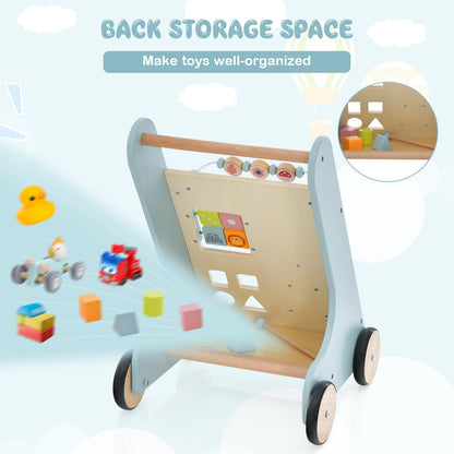 Toddler Push Walker with Handle & Rubber Wheels