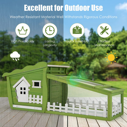 Outdoor Wooden Rabbit Hutch with Asphalt Roof