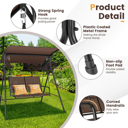Outdoor Hammock Bench Chair with Adjustable Canopy and Soft Cushions