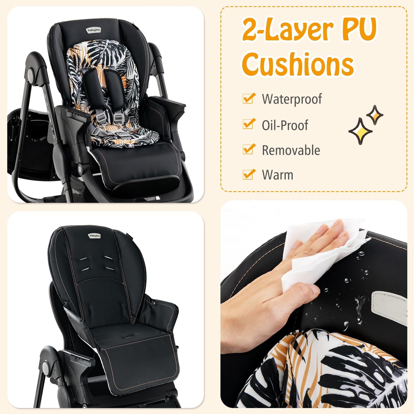 Adjustable & Folding Baby Highchair with Lockable Wheels