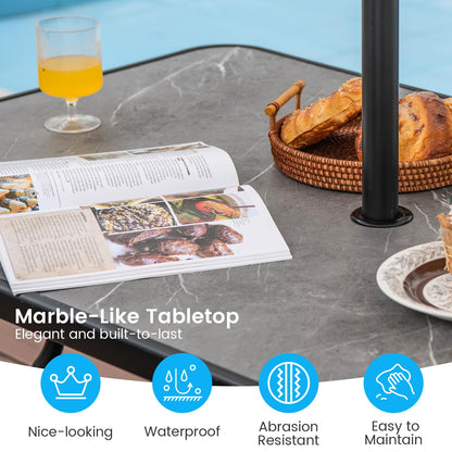 Heavy-Duty Metal Structure and Marble-Like Tabletop for Indoor Outdoor