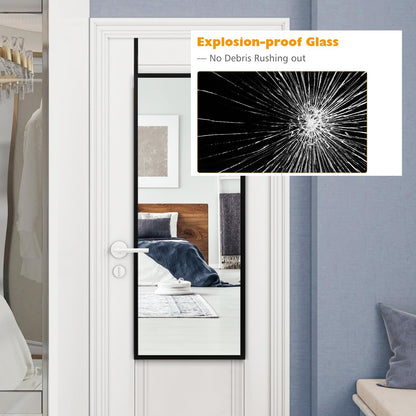 Full Length Wall-Mounted Mirror with Height Adjusting Hooks