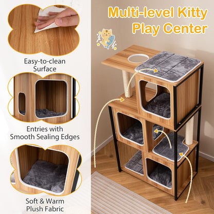133cm Multi-level Cats Climbing Tower with Scratching Posts