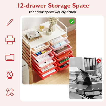 Metal Frame Utility Storage Organizer Cart with Lockable Wheels