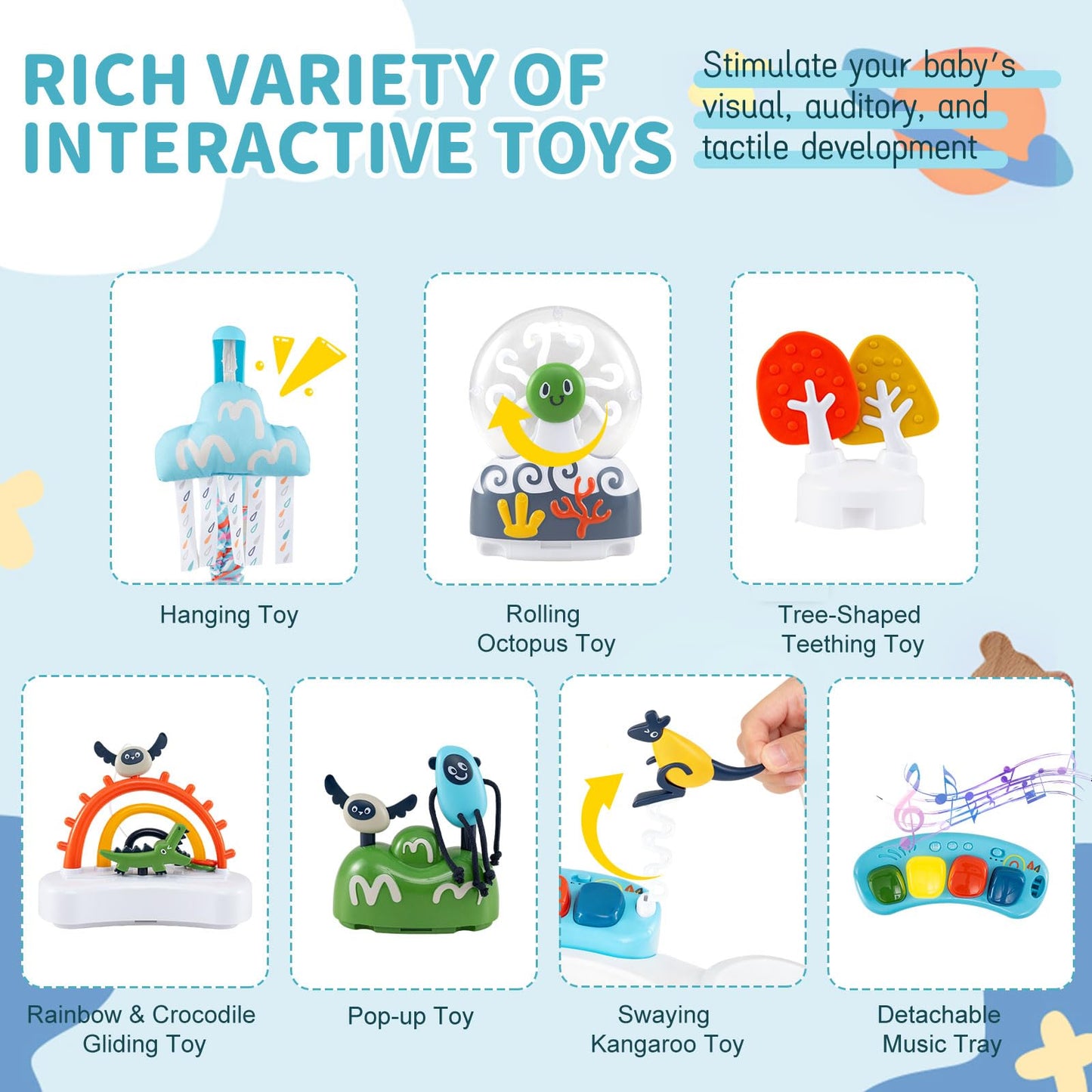 Baby Activity Center Baby Jumper and Bouncer with 6 Interactive Toys for Babies Age 6 Months +