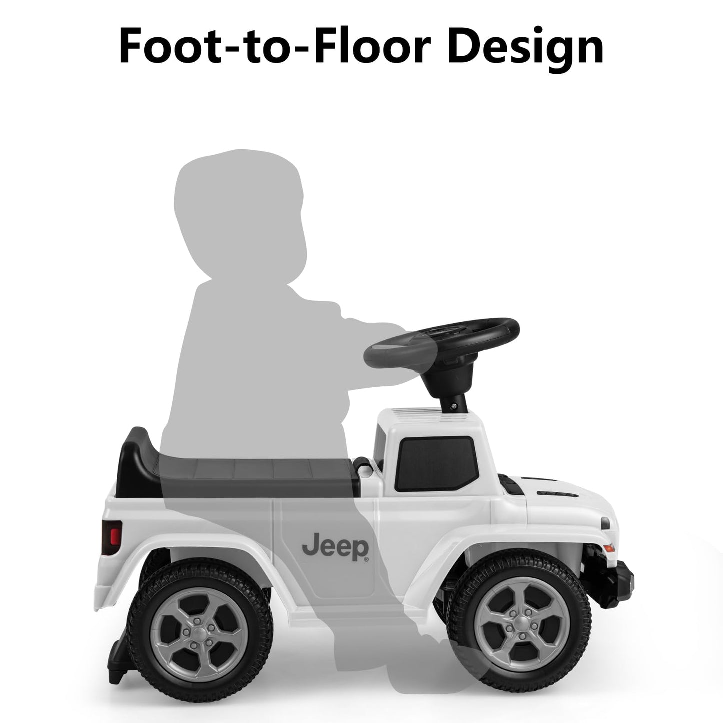 Licensed Jeep Ride On Push Car with Steering Wheel and Engine Sound for Ages 18-36 Months
