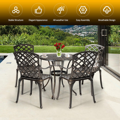 Cast Aluminum Outdoor Patio Chairs Set of 2 with Hollowed Backrest