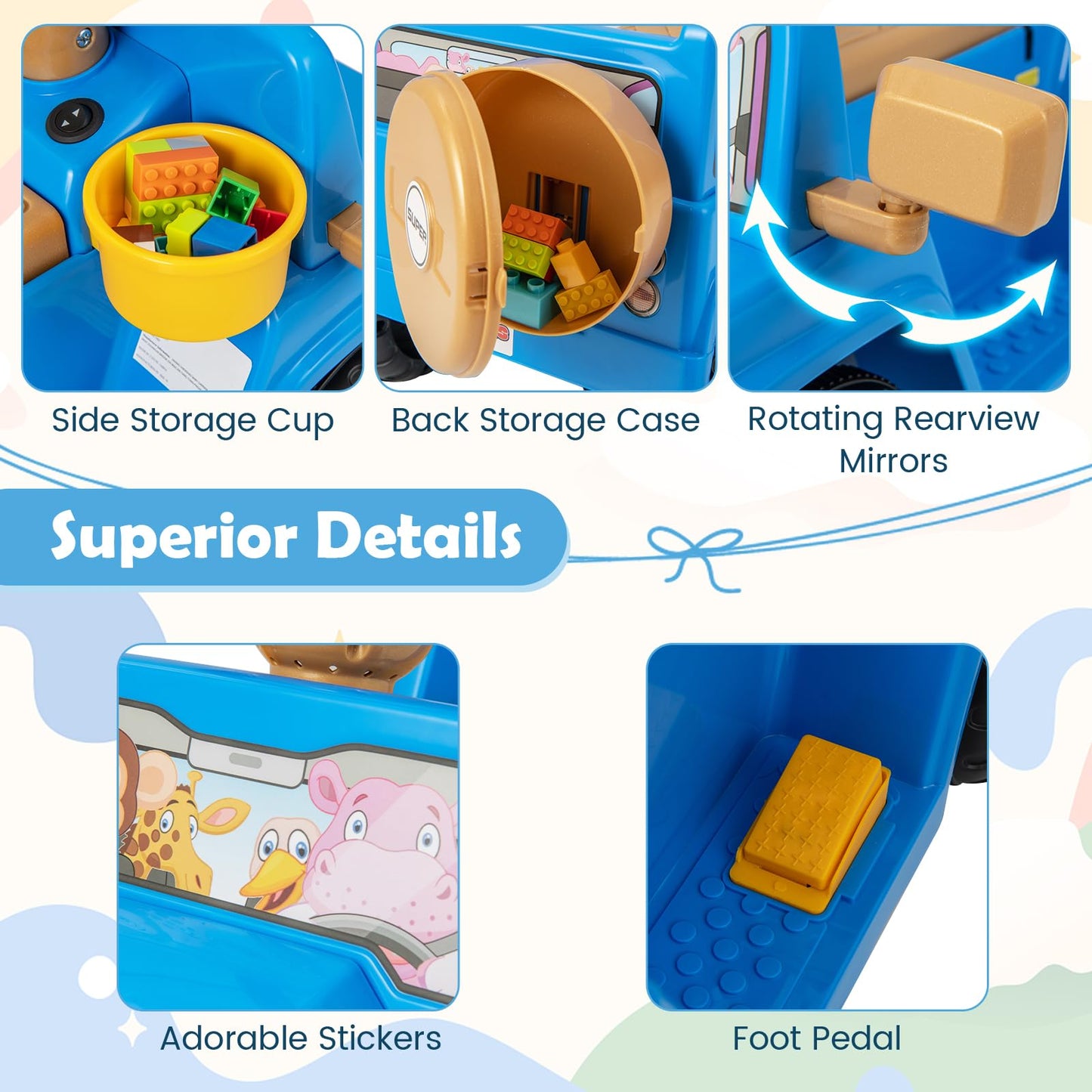 6V Kids Riding Toy with Sound Effects One-Button Start