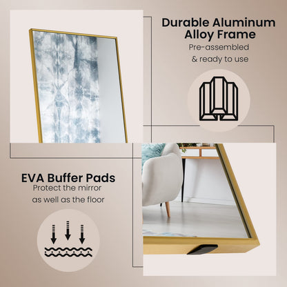 160x40cm Wall Mounted/Leaning/Free Standing Aluminum Alloy Frame Floor Mirror