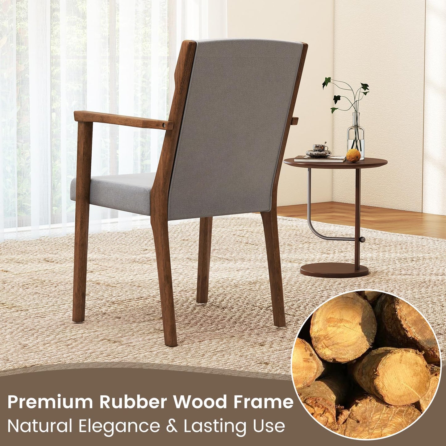Mid-Century Modern Dining Chairs Set of 2 Upholstered Accent Chairs
