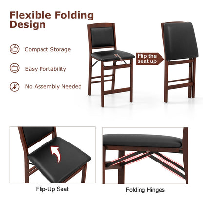 Set of 2 Counter Height Chairs with Rubber Wood Legs