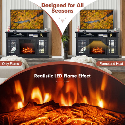 48cm Fireplace TV Stand with LED Lights Entertainment Center for 65 Inch TV