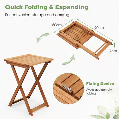 50cm Folding Table Outdoor Bistro Table with Slatted Tabletop