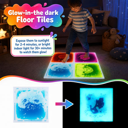 Glow-in-the-Dark Liquid Sensory Floor Tiles for Toddlers