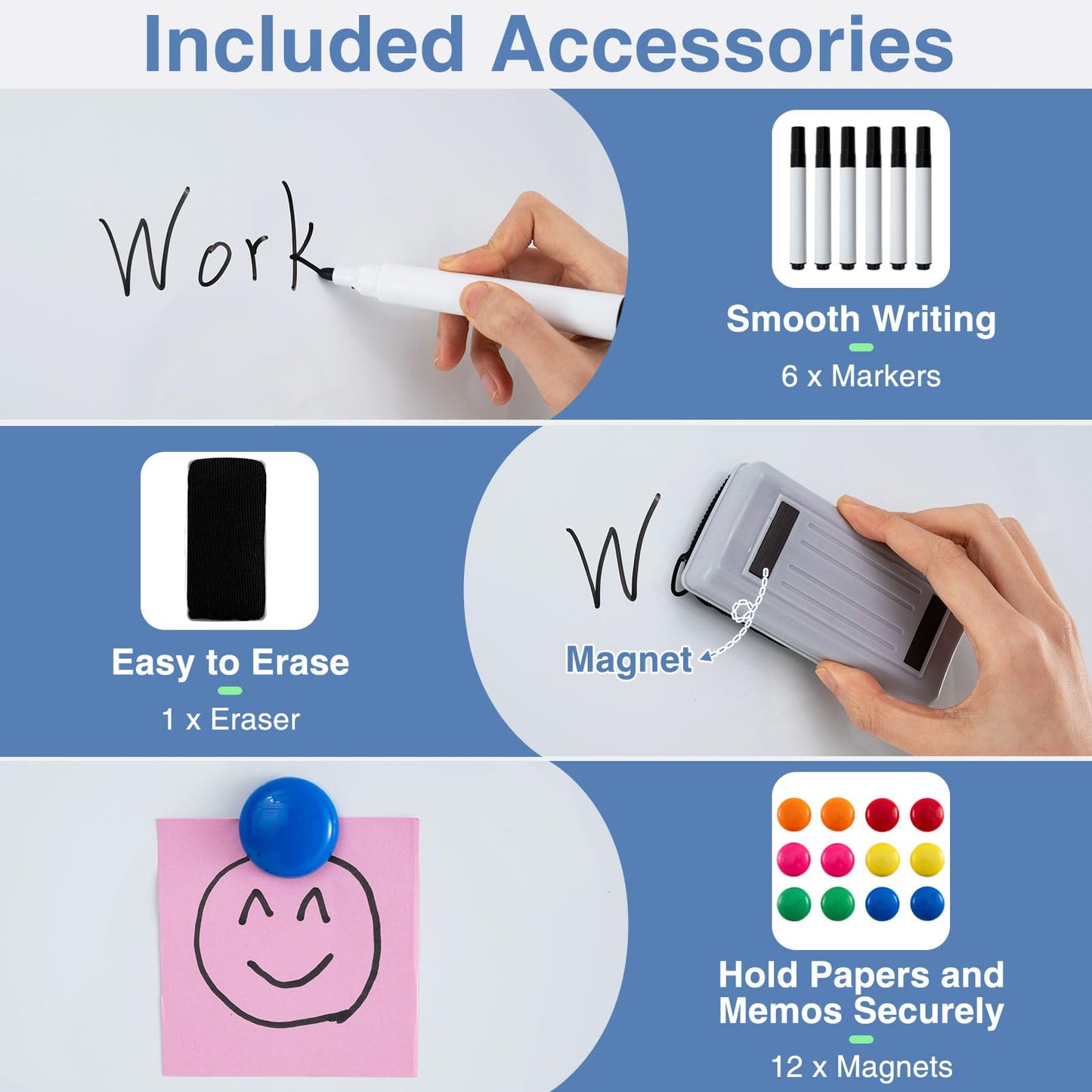 Rolling Whiteboard on Wheels with Stand and Aluminum Alloy Frame