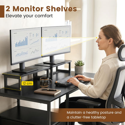 Computer Desk with Power Outlets, 120 x 48cm Large Corner Desk Writing Study Table