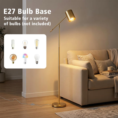 Metal Floor Lamp with Adjustable Height and Angle for Bedroom