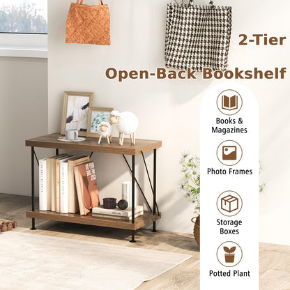 2-Tier Multipurpose Display Rack with Metal Frame for Living Room Home Office