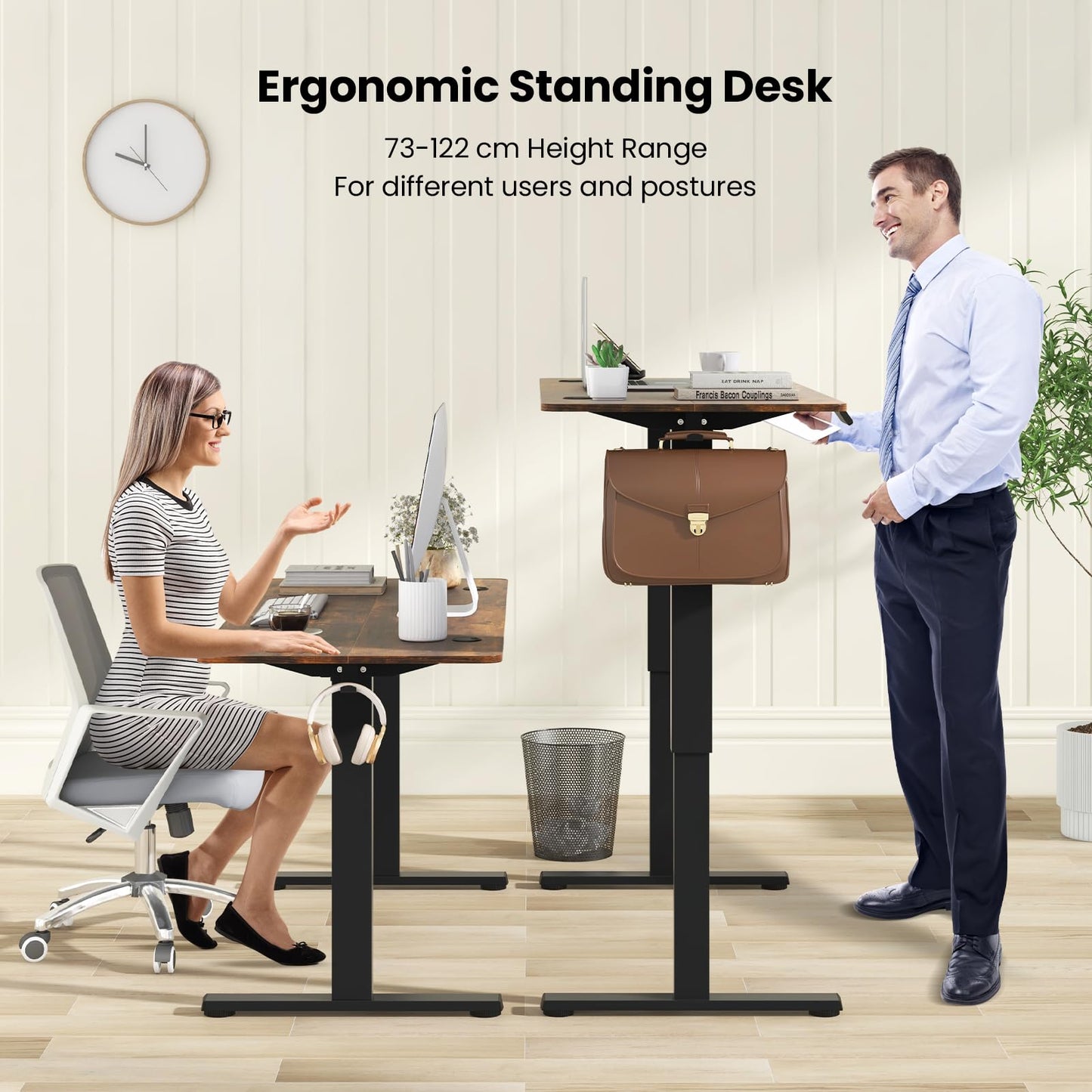 140 x 60 CM Height Adjustable Standing Desk with 3 Memory Heights